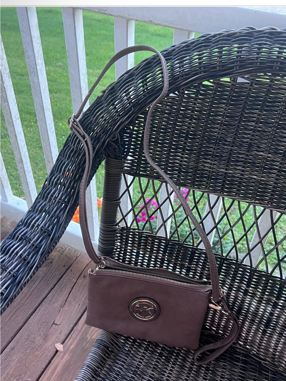 Michael Kors Brown Crossbody Wallet with Gold Emblem